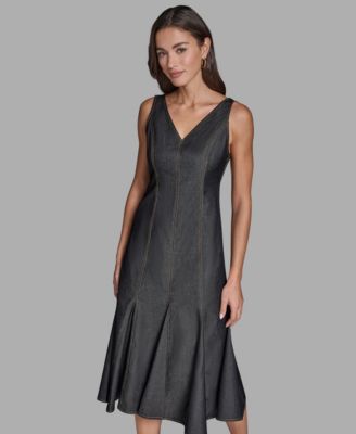 Women's Denim Midi Shift Dress