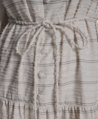 Women's Striped Button-Down Mini Shirt Dress 