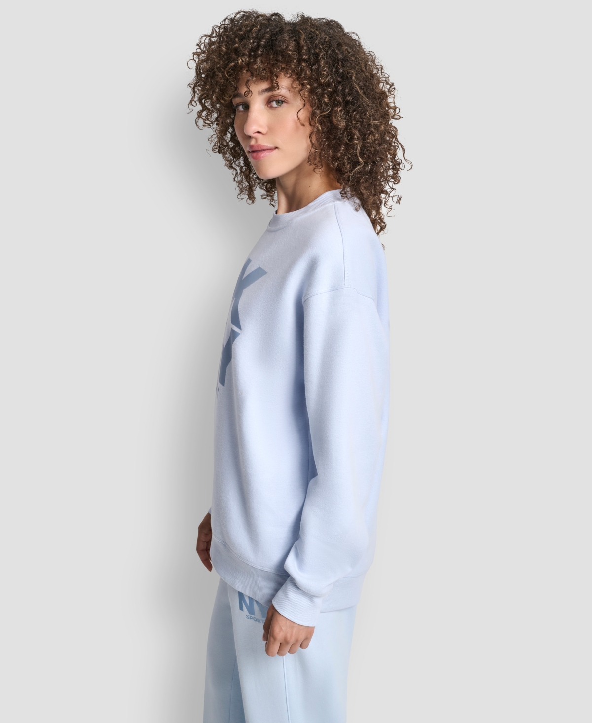 Dkny Women's Transfer Logo Crew Neck Sweatshirt In Blue