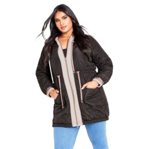 Женские куртки AVENUE Women's Plus Size Clio Quilt Padded Hooded Neck Coat
