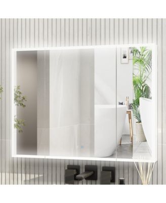 Bathroom Cabinet with Mirror Doors, Wall-Mounted Mirror Cabinet with Storage