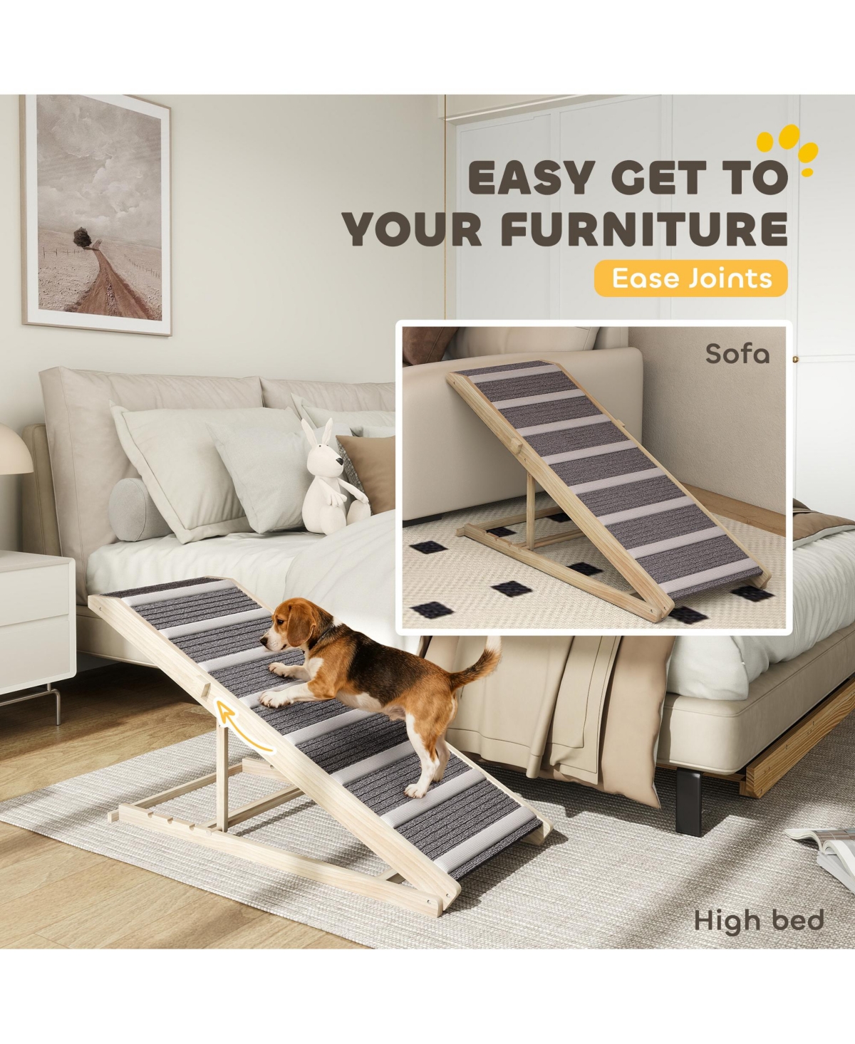 PawHut Dog Ramp for Couch, Foldable Pet Ramp for Small to Large Dog