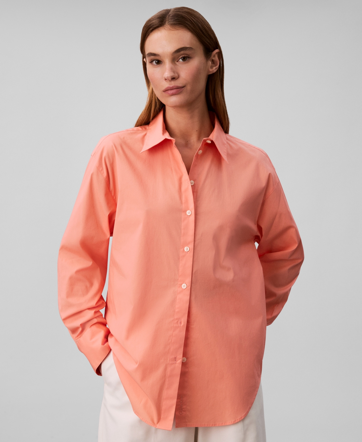 Calvin Klein Women's Relaxed Button-down Shirt In Pink