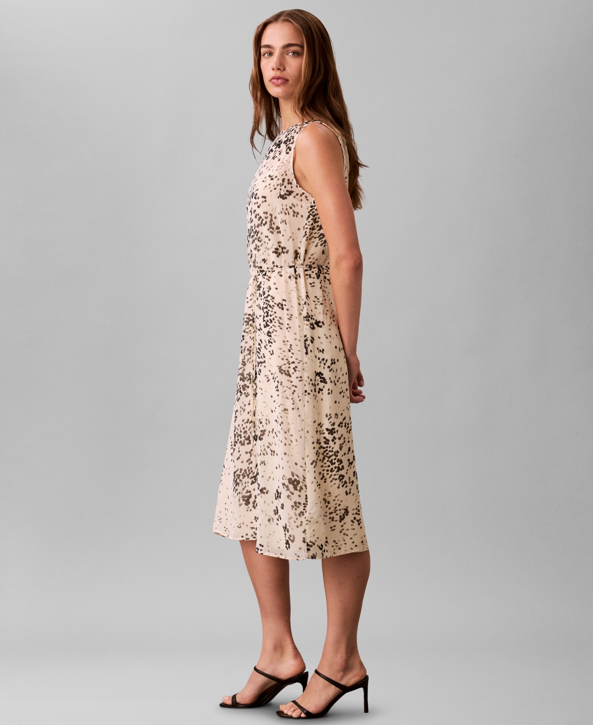 Calvin Klein Women's Sleeveless Printed Chiffon Midi Dress