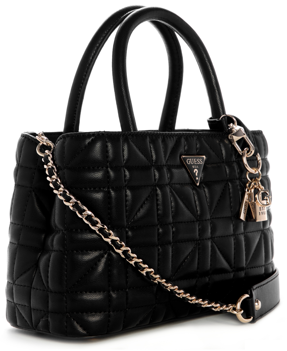 Guess Edita Elite Small Satchel Bag In Black