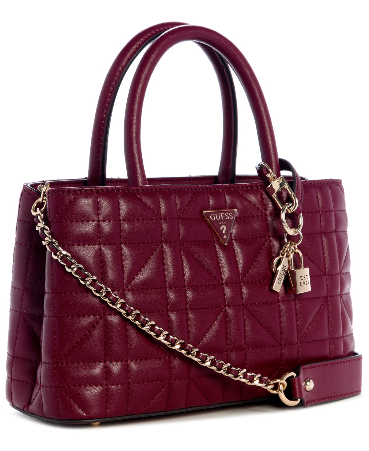 Guess Edita Elite Small Satchel Bag In Burgundy
