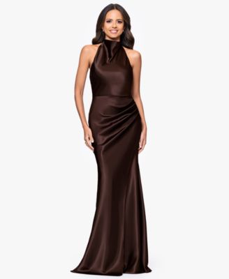 Women's Cowl Halter Neck Charmeuse Long Dress