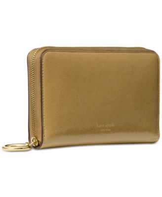 Halo Glazed Leather Zip Around Wallet