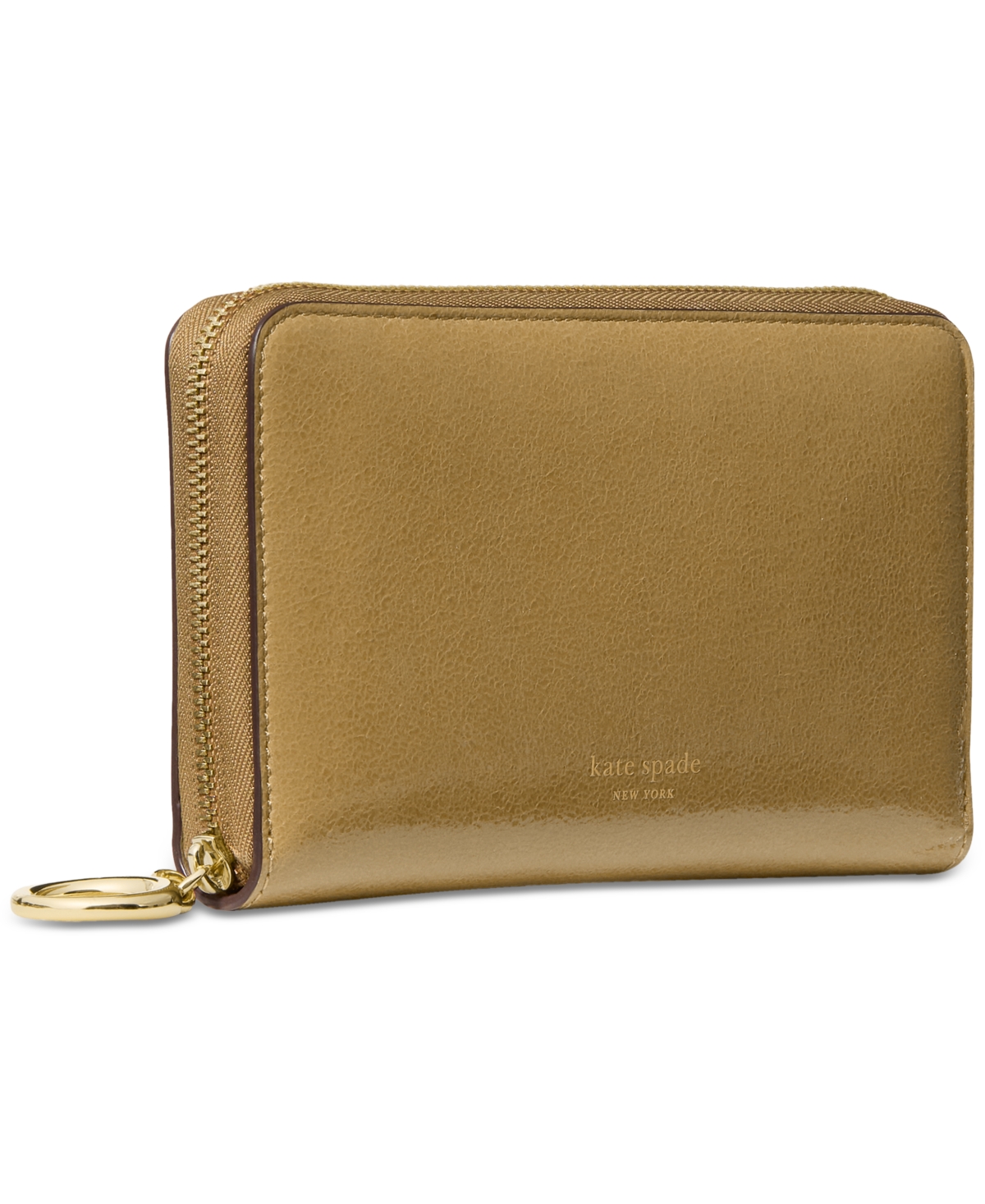 Kate Spade Halo Glazed Leather Medium Zip Around Wallet In Green