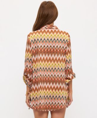 Women's Knit Sonic Wave Button Down Swim Shirt