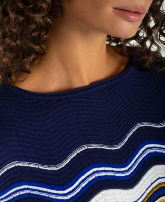 Women's Petite Boat Neck Scallop Hem Sweater