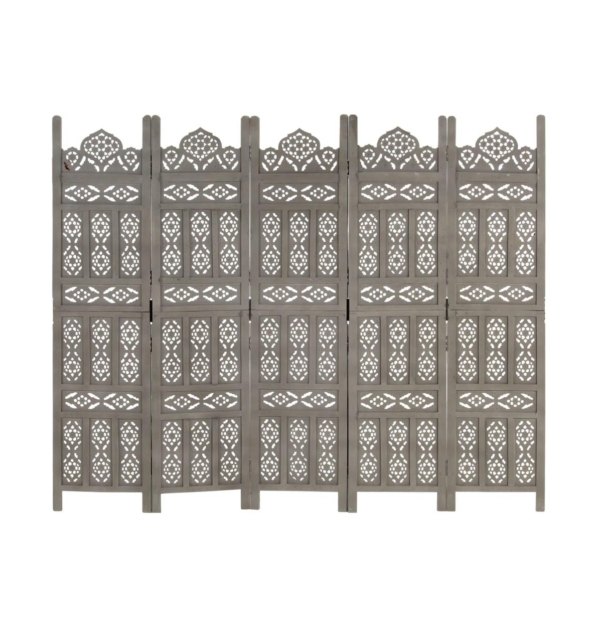 vidaXL Hand carved 5-Panel Room Divider 78.7"x65" Solid Mango Wood
