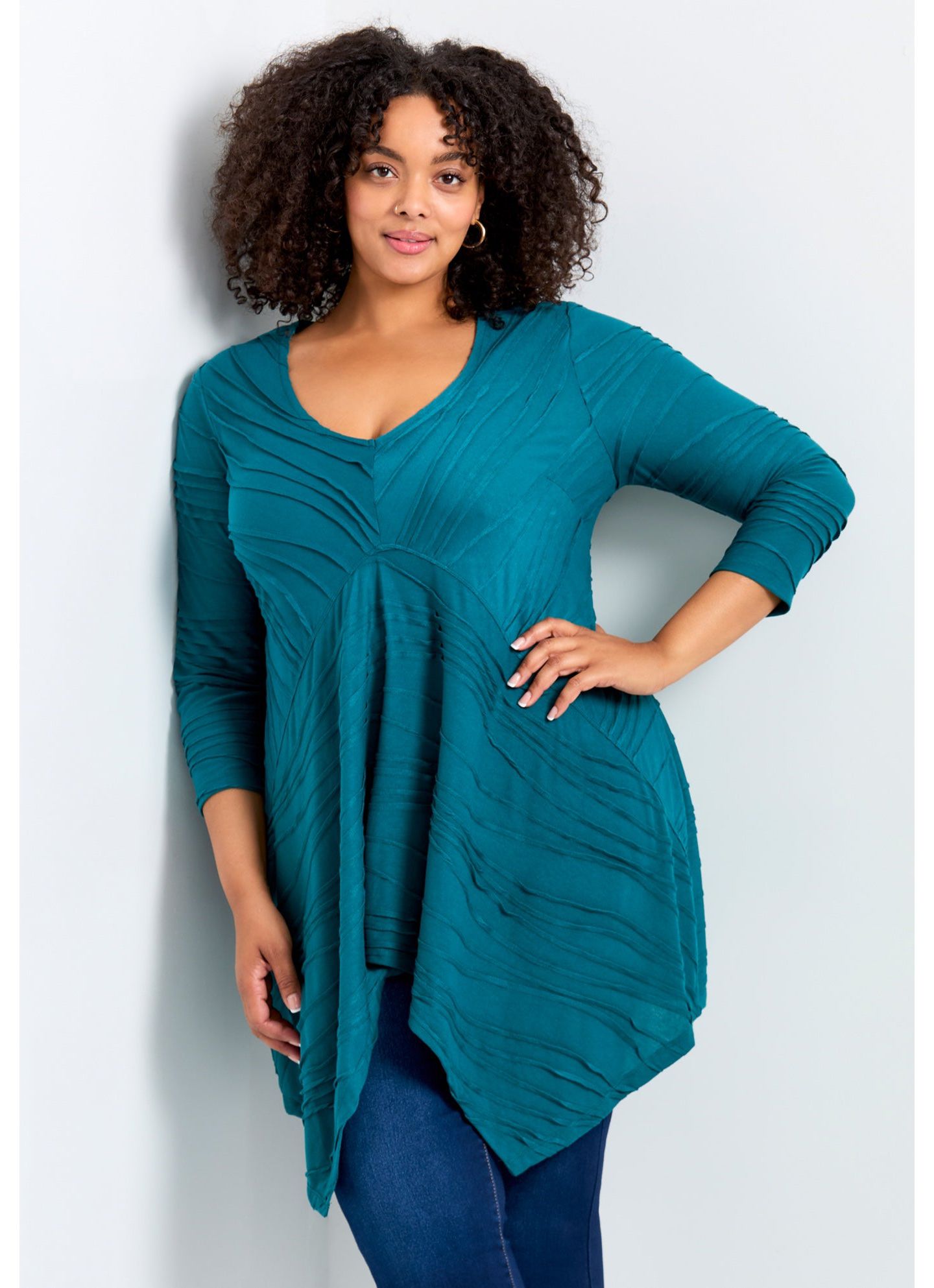 Женский топ Avenue Finley Textured Tunic, цвет: Бирюзовый — фото 2