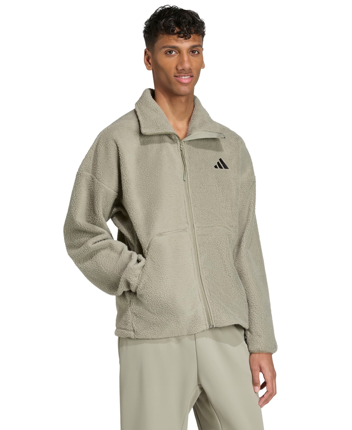 adidas Men's City Tech High-Pile Fleece Full-Zip Sportswear Track Jacket