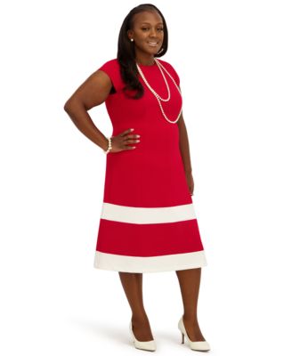 Women's Cap Sleeve Knee Length Fit & Flare Dress, Regular and Plus Size