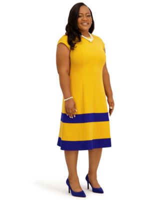 Women's Cap Sleeve Knee Length Fit & Flare Dress, Regular and Plus Size