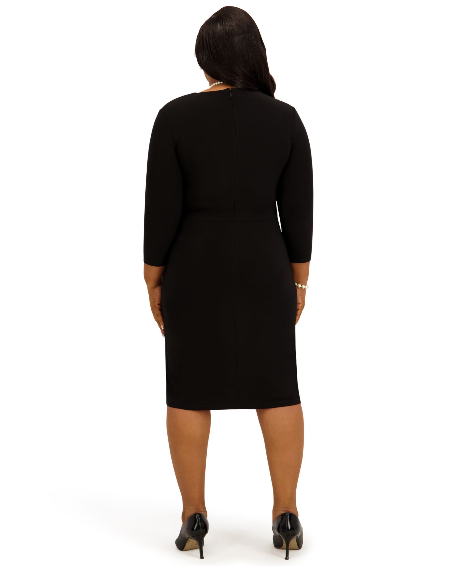 Women's V-Neck Knee Length Wrap Dress, Regular and Plus Size