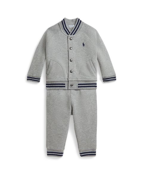 Детский комплект Polo Ralph Lauren для малыша: бейсбольная куртка и джоггеры, 2 предмета, цвет: Серый