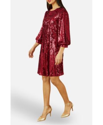 Women's Balloon Sleeve Sequin Mini Dress