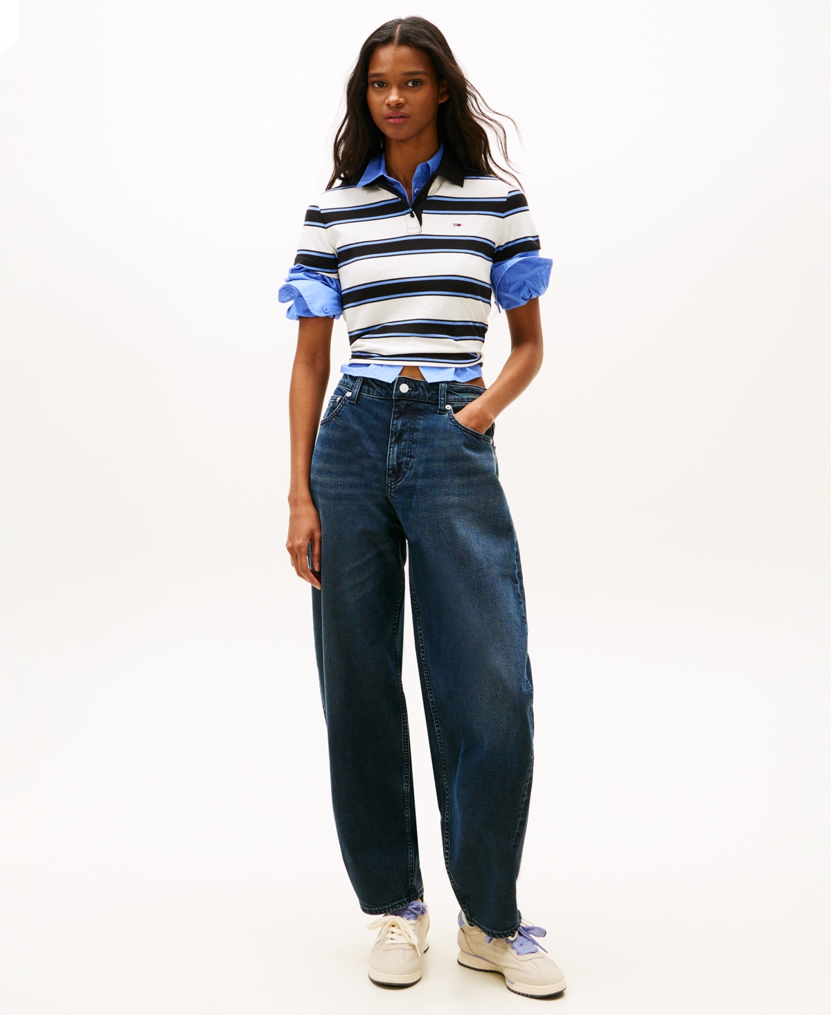 Tommy Jeans Women's Striped Essential Polo Top In Multi