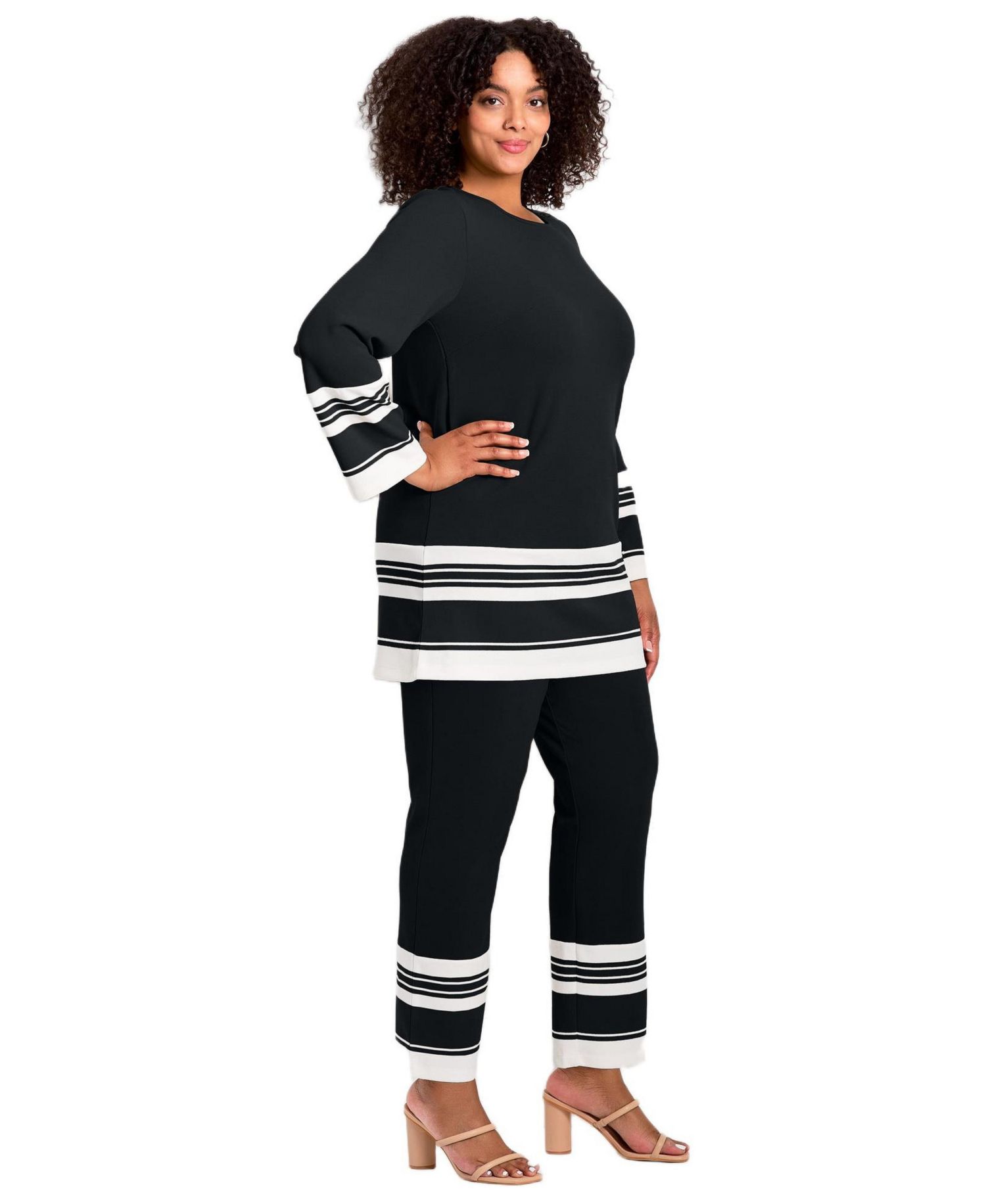 Plus Size Border Stripe Women's Tunic