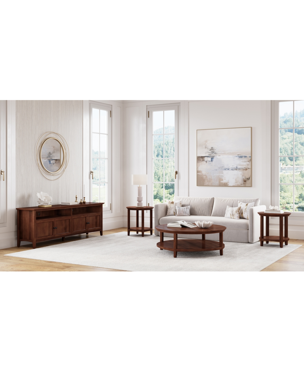 Furniture 47" Solid Wood Hedworth Round End Table