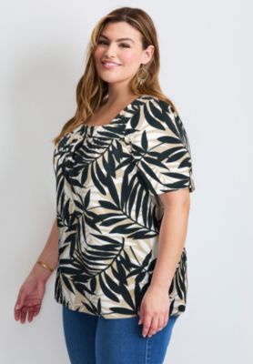 Women's Plus Size Smocked Squareneck Top