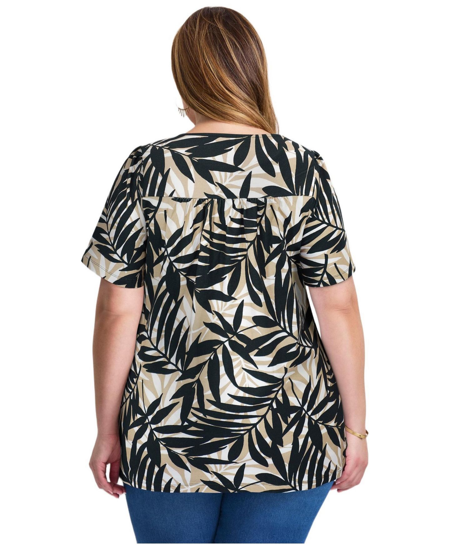 Женский топ Avenue Plus Size Smocked Squareneck, цвет: Нейтральный — фото 2
