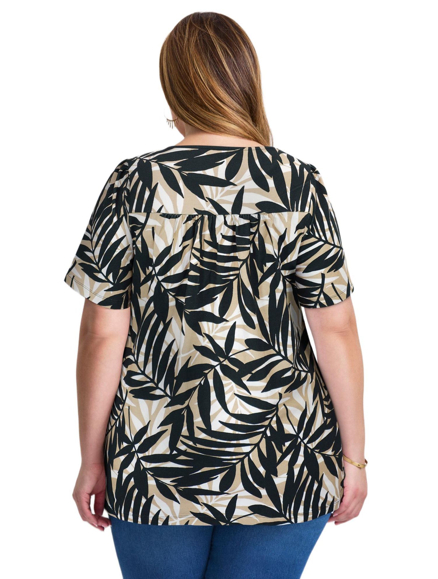Women's Plus Size Smocked Squareneck Top