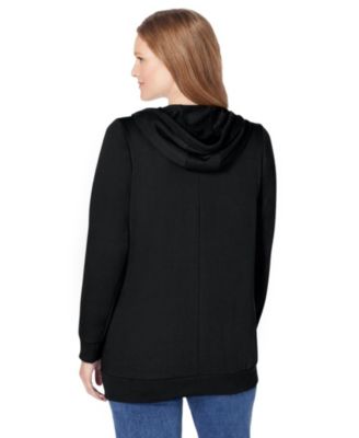 Plus Size Zip Front Tunic Hoodie Jacket