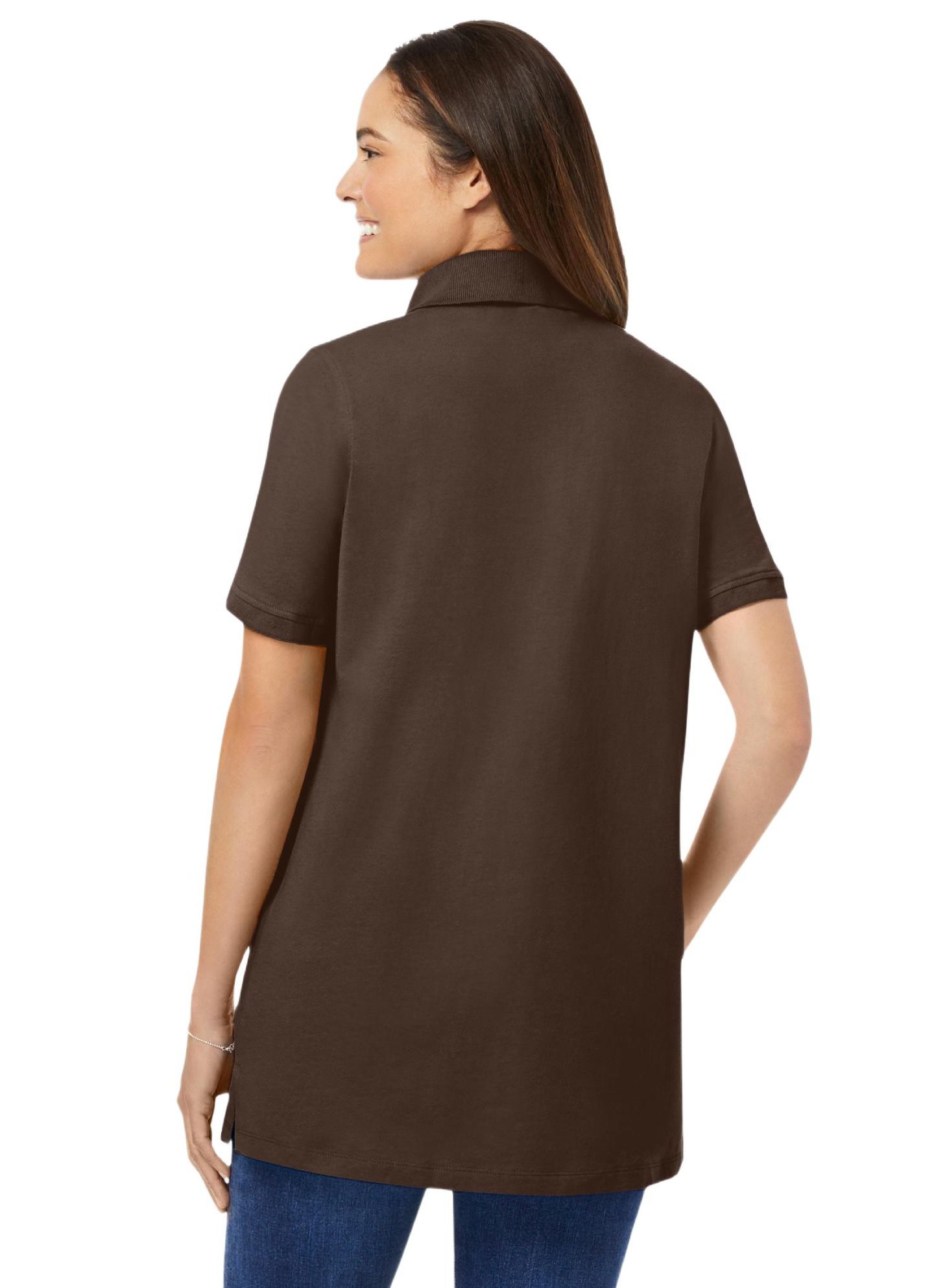 Женское худи Woman Within Plus Size Within Zip Front Tunic Sweatshirts, цвет: Чёрный — фото 2