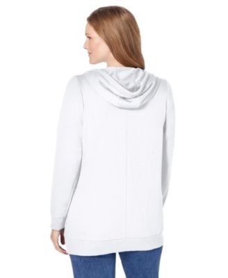 Plus Size Zip Front Tunic Hoodie Jacket