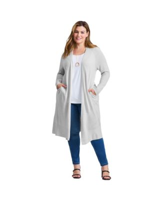 Women's Plus Size Raglan Sleeve Duster Cardigan