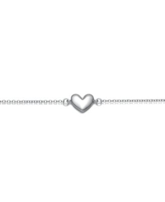 Minimalist Heart Charm Extended Chain Bracelet in White Gold Plated, 14K Gold Plated, or 18K Rose Gold Plated