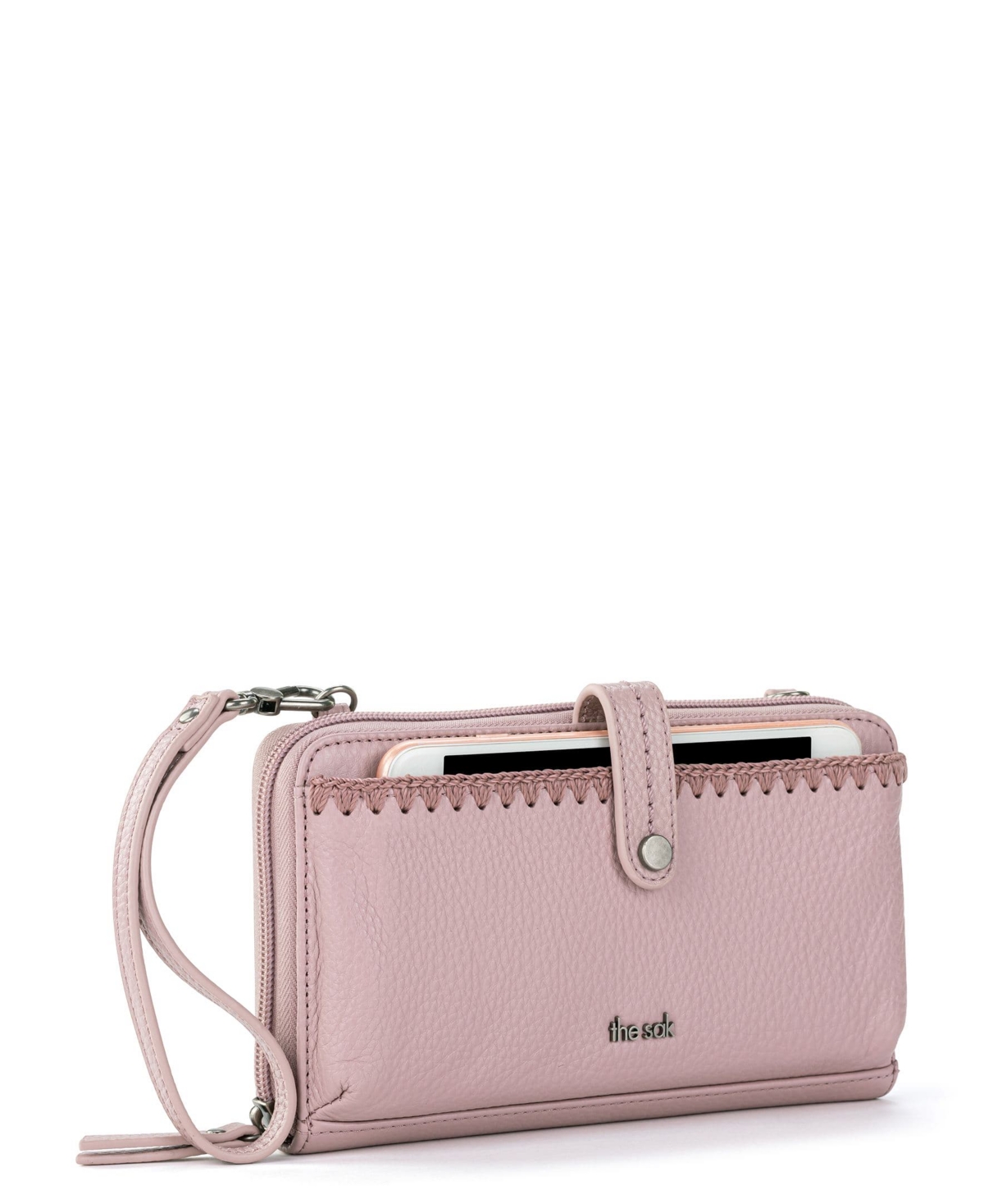 The Sak Iris Leather Smartphone Convertible Crossbody Wristlet In Pink