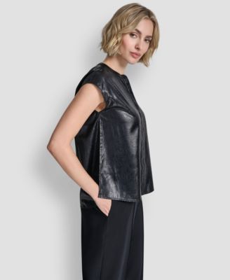 Women's Crewneck Button-Front Top