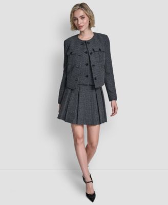 Women's Collarless Cropped 4-Button Jacket