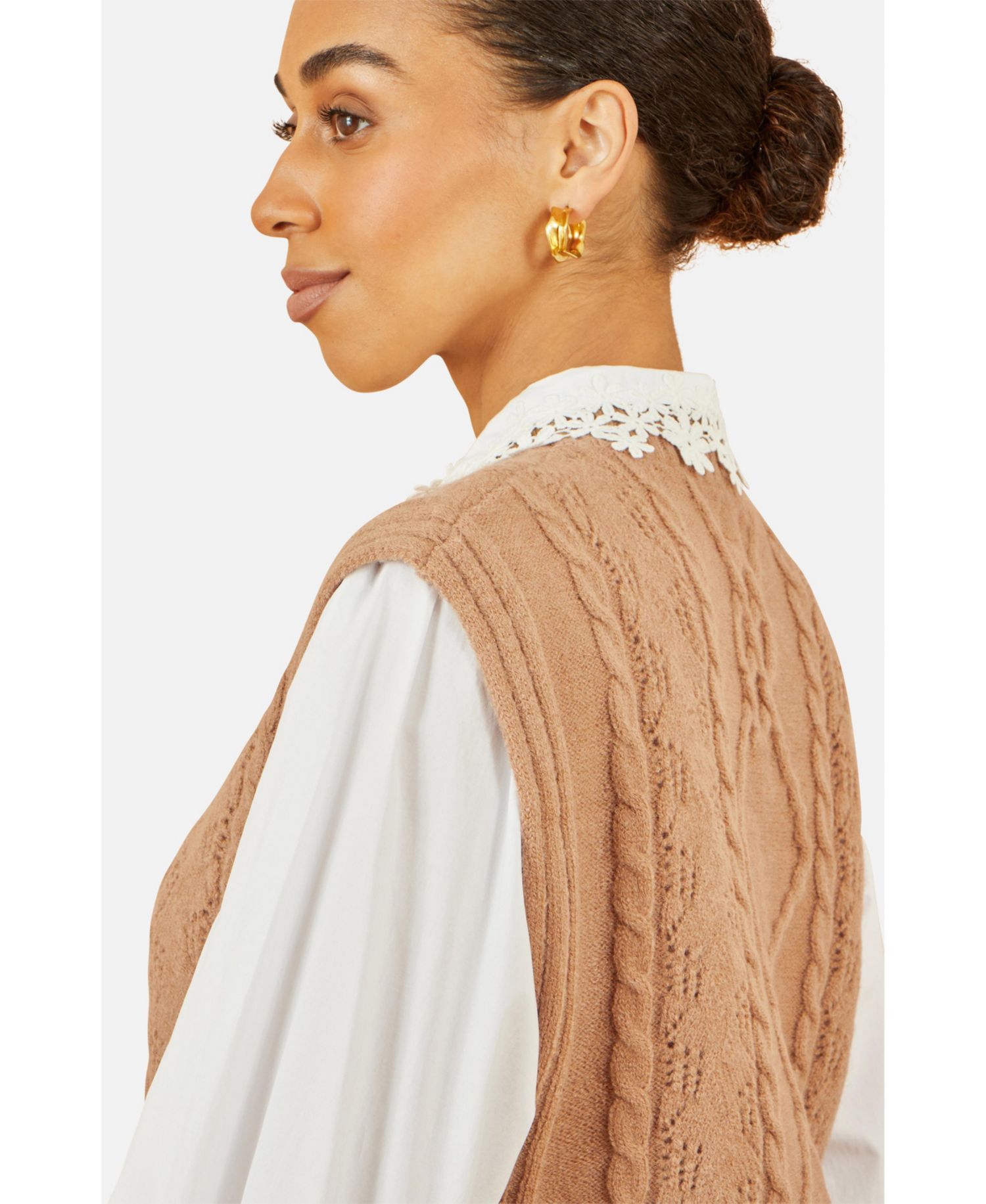 Women's Sweaters Floral Cable Knit Side Tie Pullover