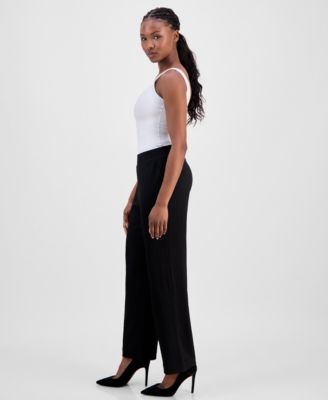 Petite Textured Pull-On Pants
