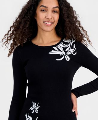 Women's Jacquard Florals Fit & Flare Sweaterdress