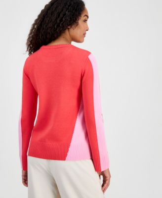 Women's Colorblocked Crewneck Long-Sleeve Top