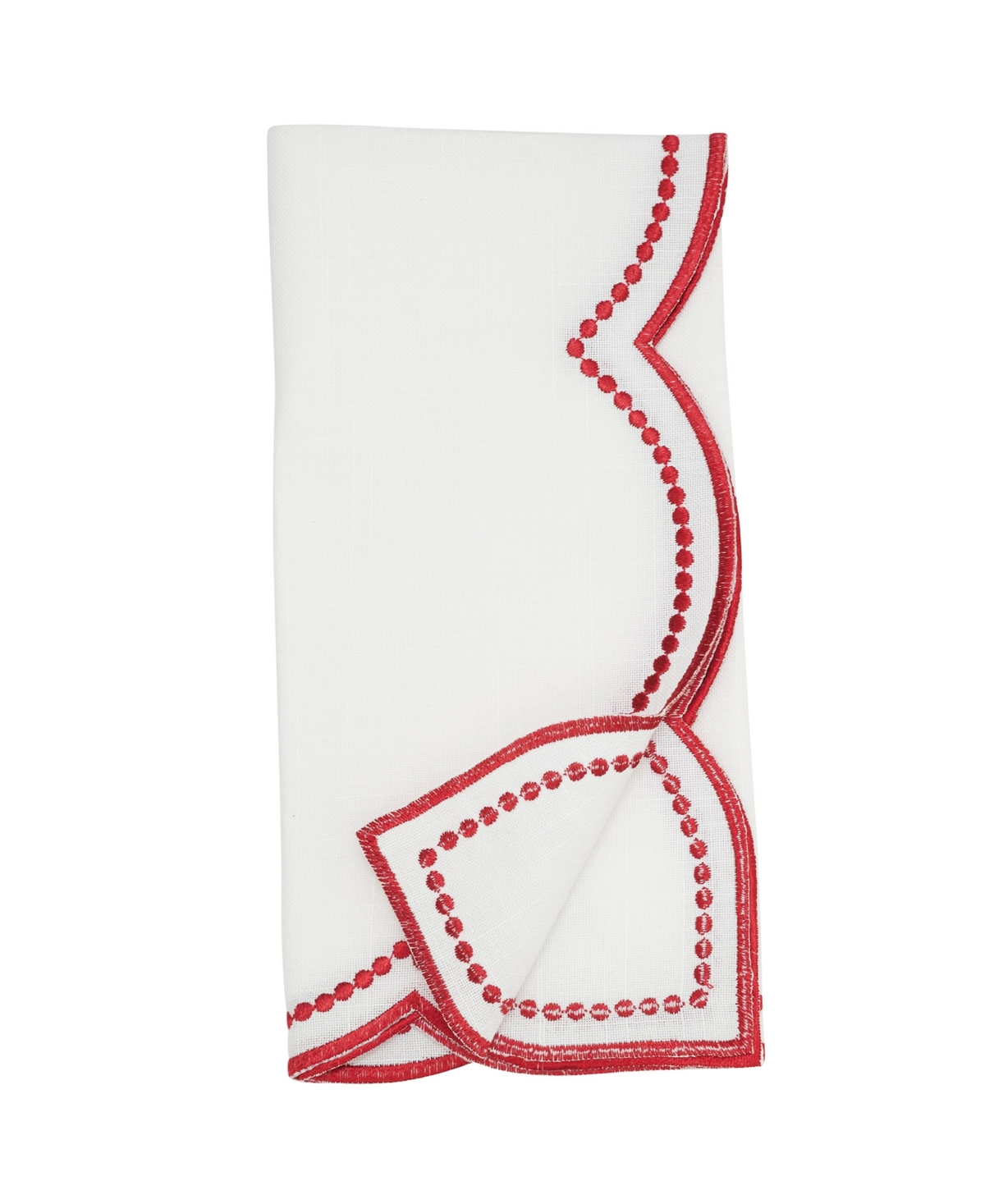 Saro Lifestyle Embroidered Polka Dot Napkin With Scallop Edge, Set Of 4 In Multi