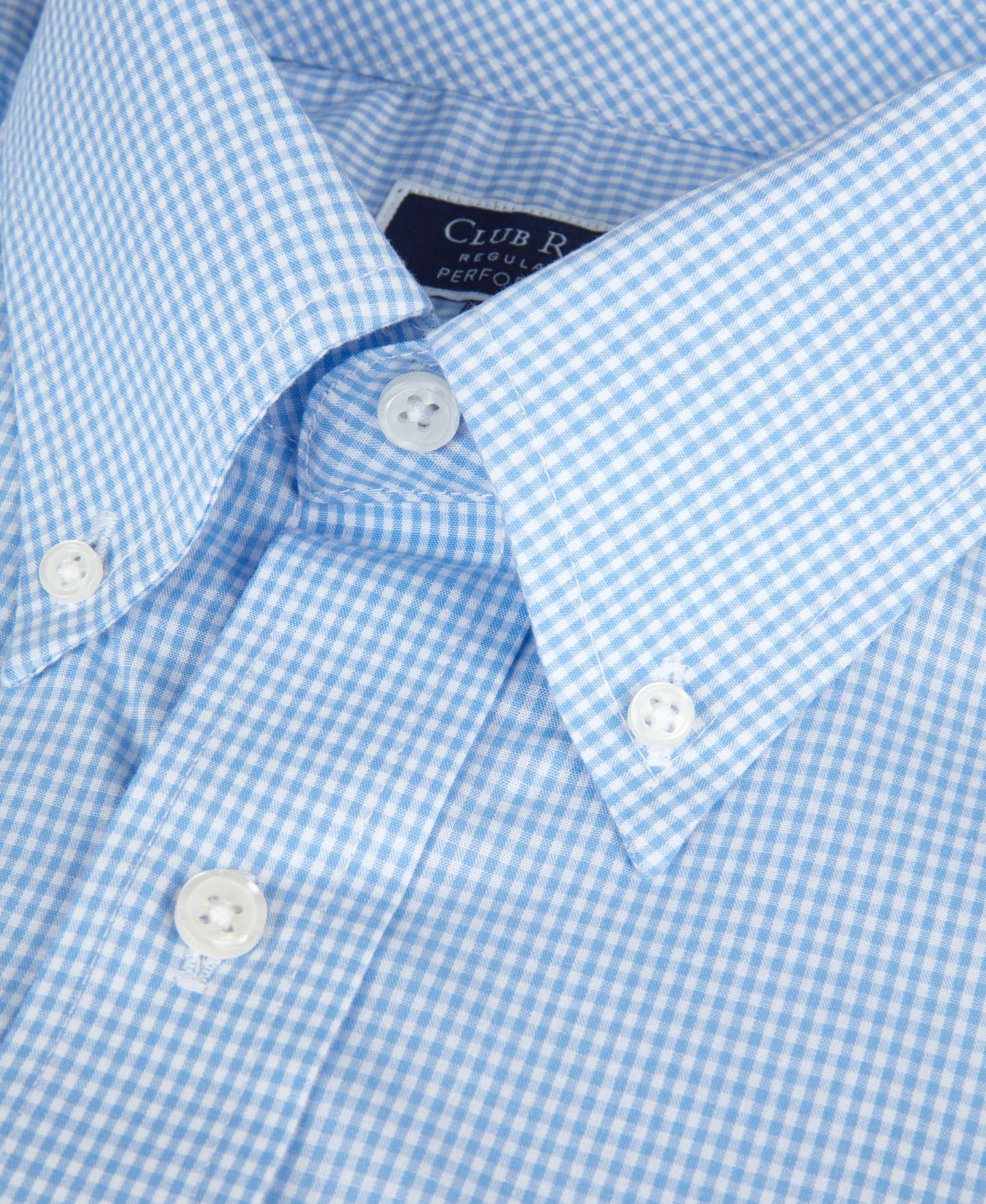 Мужская рубашка Club Room Mini Gingham Dress Shirt, цвет: Светлый синий — фото 8
