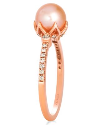 Freshwater Pearl (7-8mm) & Nude Diamond (0.18 ct. t.w.) Ring in 14k Strawberry Gold
