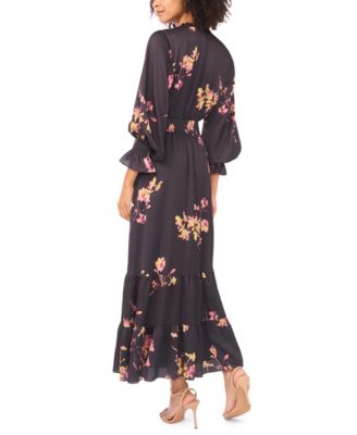 Women's Long-Sleeve Smocked Waist Maxi Dress