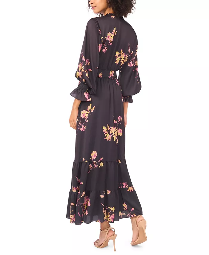 Women's Long-Sleeve Smocked Waist Maxi Dress - thumbnail 4