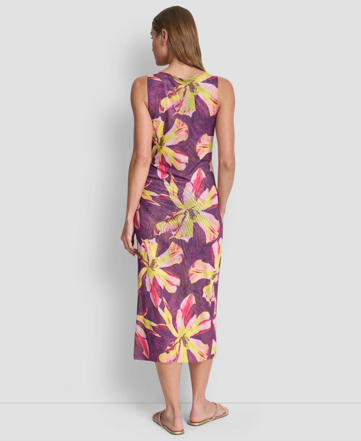 Dkny Women's Double Mesh Maxi Cover Up Sleeveless Dress