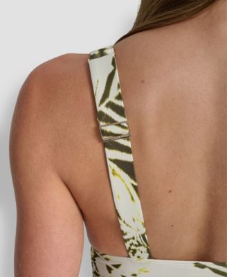 Women's Side Tie Plunge Removable Cups One-Piece Swimsuit