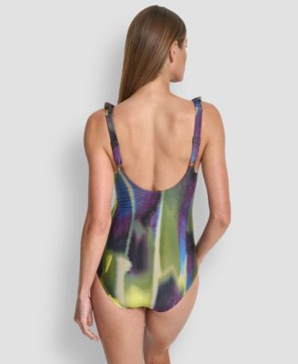 Ruffle Plunge Underwire Tummy Control One-Piece Swimsuit