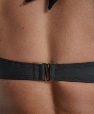 Women's Shirred Buckle Front V-Neck Halter Top